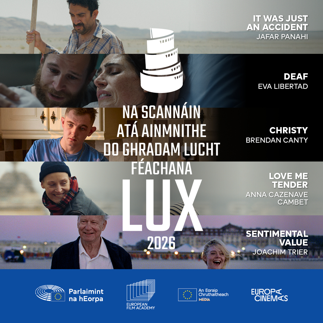 Tá na cúig scannán atá san iomaíocht do Ghradam Lucht Féachana LUX 2026 fógartha ag Parlaimint na hEorpa 📽️
 
Tuilleadh eolais: link.europa.eu/WypwpC
