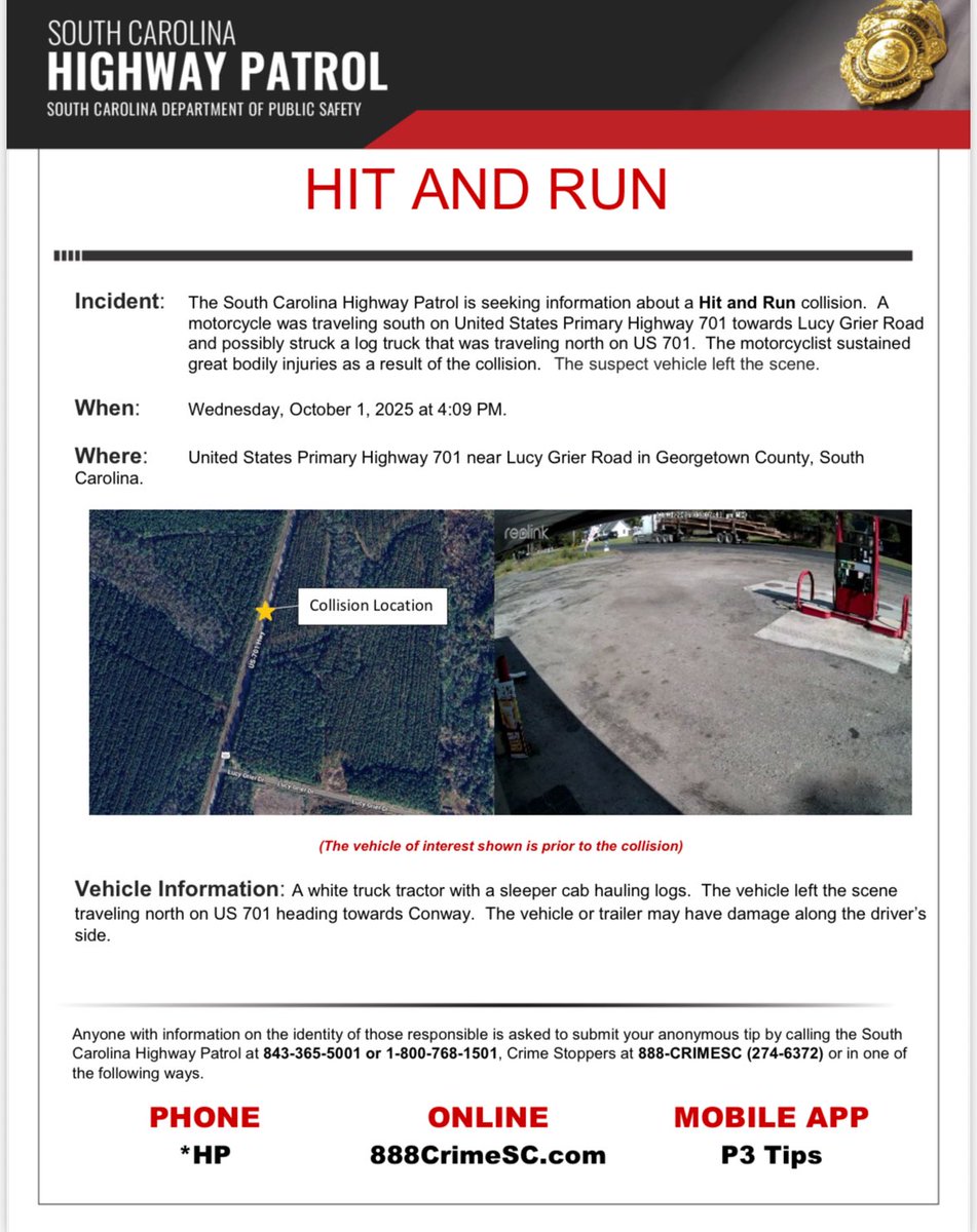 SCHP_Troop5's tweet image. 🚨Georgetown County🚨 we need your help! Please share and call *47 with any tips!