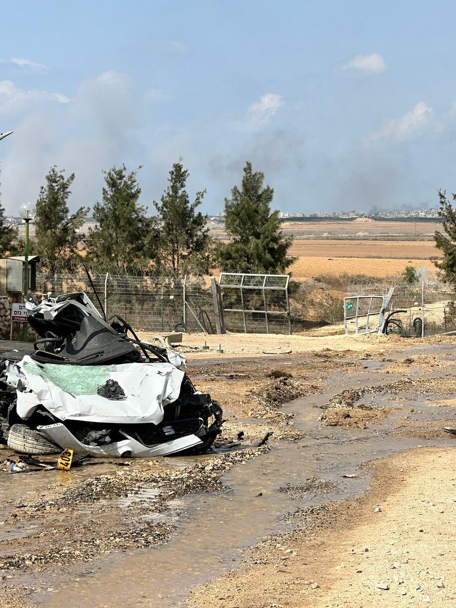 paulrubens's tweet photo. This is Kibbutz Kfar Aza shortly after the October 7 Massacre. In the background is Gaza City. It is walking distance. The people of Israel are not going to live walking distance from the Hamas jihadist dealt cult that wants to kill us all. There is no "yes but what about." https://t.co/YtyXww6dQQ
