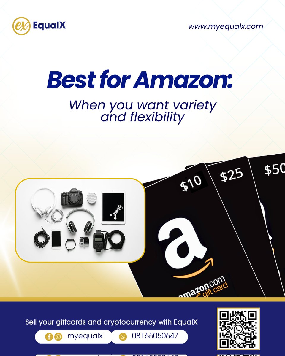 Myequalxng's tweet image. Amazon or iTunes gift card? One unlocks shopping freedom, the other unlocks endless entertainment. Tell us your pick in the comment section.
#AmazonGiftCard #iTuneGiftCard #GiftSmart #EqualXTrading
