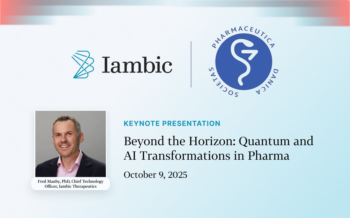 Iambic CTO Fred Manby will keynote the Danish Pharmaceutical Society seminar on quantum computing + AI in pharma R&amp;D, where he will discuss Iambic’s platform and leading drug discovery models -- and how they are driving our AI-designed clinical pipeline.