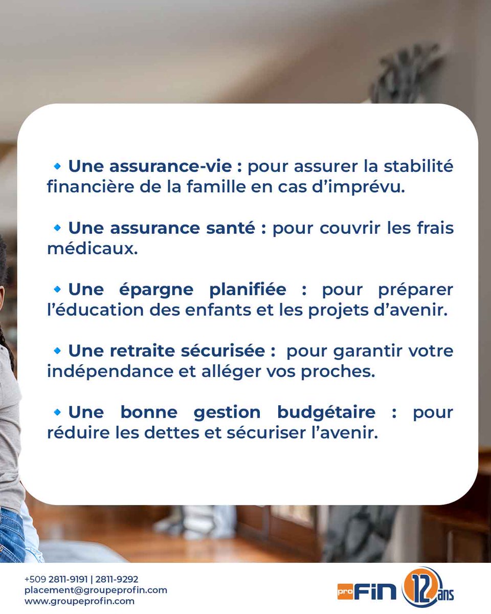 GroupeProFin's tweet image. On ne peut pas tout prévoir, mais on peut protéger ceux qu’on aime. Offrez à votre famille la sécurité qu’elle mérite. La formule « Protection Financière Familiale à 360° » couvre aujourd’hui et prépare demain.
Investir dans votre tranquillité d’esprit, c’est investir…