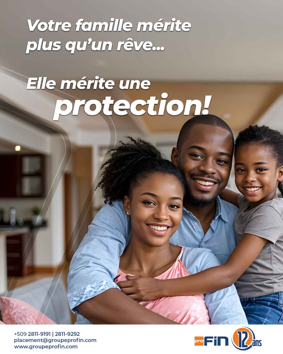 GroupeProFin's tweet image. On ne peut pas tout prévoir, mais on peut protéger ceux qu’on aime. Offrez à votre famille la sécurité qu’elle mérite. La formule « Protection Financière Familiale à 360° » couvre aujourd’hui et prépare demain.
Investir dans votre tranquillité d’esprit, c’est investir…