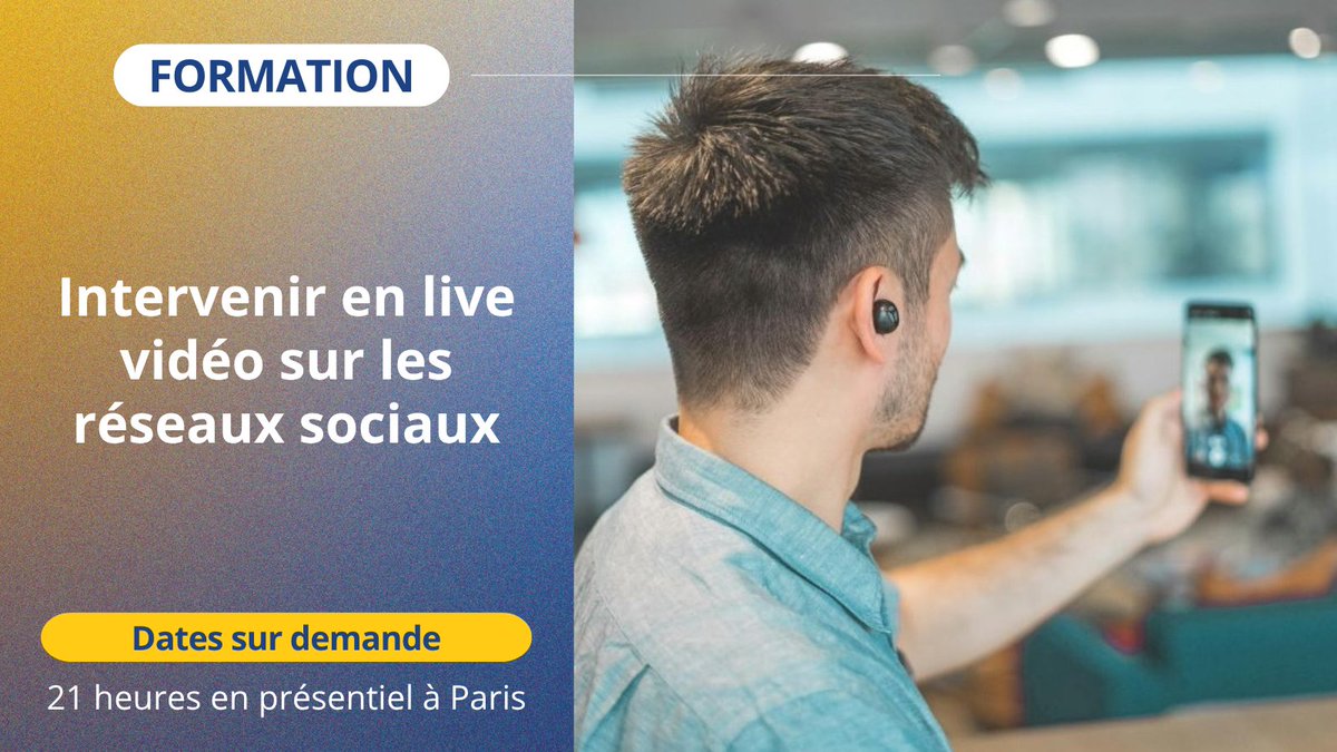 📢 Vous voulez captiver votre audience avec des diffusions en direct de qualité ? Ne cherchez plus ! 

🗓️ Date : sur demande
📍Lieu : Paris

Cette formation vous apprendra à filmer, à commenter avec assurance et à connaître les aspects juridiques du live : samsa.fr/formations/for…