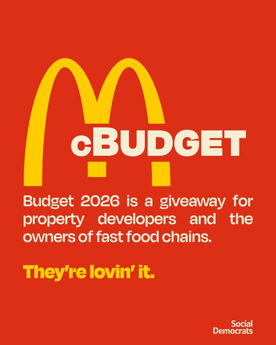 This budget abandons the people struggling to put food on the table.
 
Instead, Fine Gael and Fianna Fáil continue to look after big business and developers.
 
#budget2026