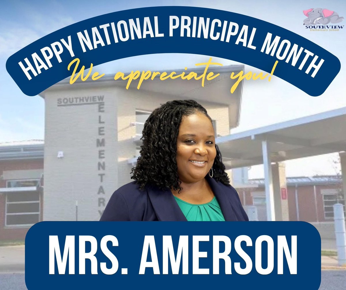 Happy National Principal Month!
This month, we celebrate Mrs. Amerson. A leader, with vision, compassion, and heart. She inspires our teachers, motivates our students, and uplifts our entire school community with her steady guidance and positive energy.
#TheHeartOfSouthview 💙