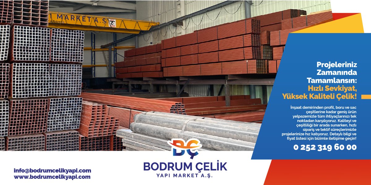 #bodrum #bodrumçelikyapımarket #yapımarket #bodrumyapımarket #çelik #demir #bodrumdaçelik #bodrumdademir #bodrumdemir #bodrumdainşaatdemiri #bodrumdademirürünleri #demirürünleri #celikürünleri #guvenlihizmet #mayajans #sanayi #metal #genişürünyelpazesi #inşaat #proje #çatı #cephe