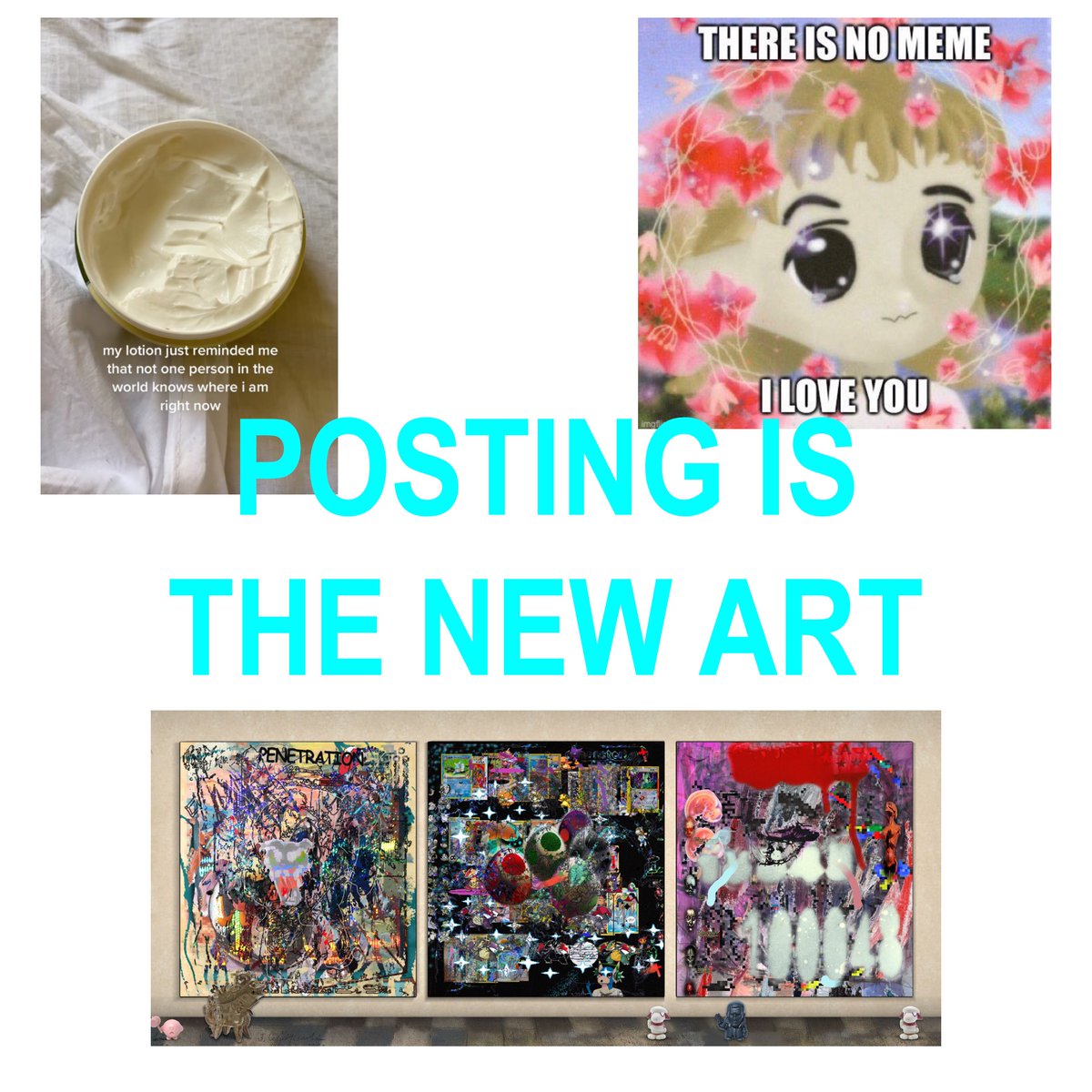chthonic_youth's tweet image. New essay on Posting as the artistic gesture of the internet:
On Gay NFTs, Remilia Corporation, TikTok dances as distributed performance, influencers as worldbuilders.
link below