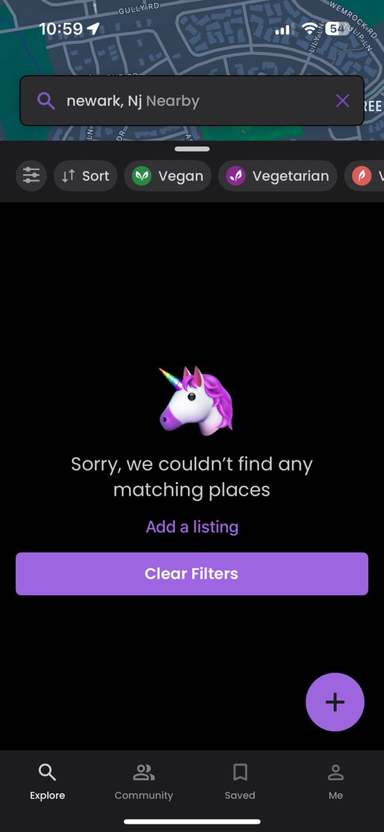 DorisLin's tweet photo. @HappyCow Is there something wrong with the app? It’s been like this for a couple of days now. https://t.co/EBrE9cPeJV