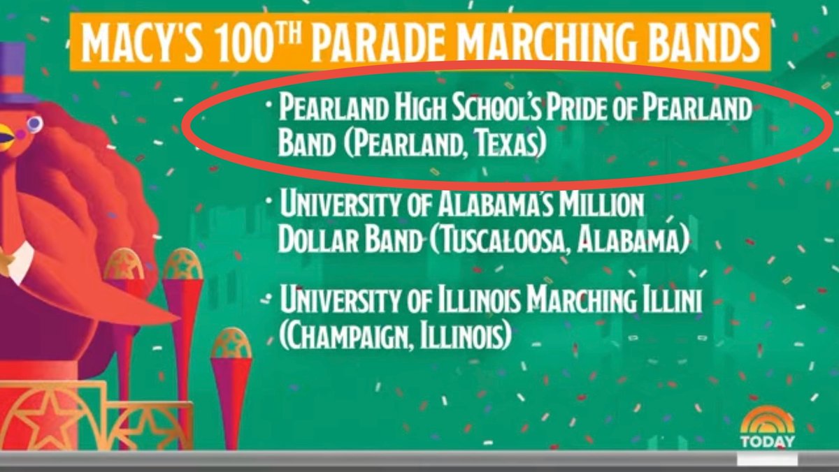 PearlandISD's tweet photo. The big surprise is out! The Pearland High School Band has been selected to perform in the 2026 Macy’s Thanksgiving Day Parade in New York City! We couldn’t be prouder of these talented students! 💙🎺 🗽🥁
#BuildPearlandProud #TheirFutureYourChoice https://t.co/d1rSMFkDS6