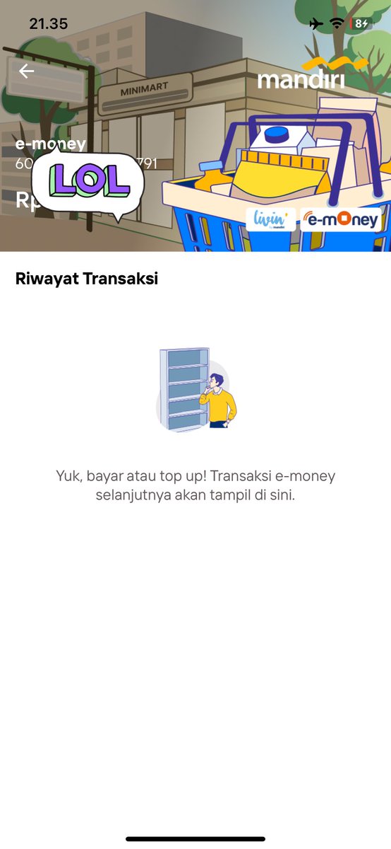 Ransranccu's tweet photo. Emoney emang udah nggak bisa cek riwayat transaksi yeu? Udh berusaha top up sama cuma update saldo doang🥲 https://t.co/KZuA76Mlb4