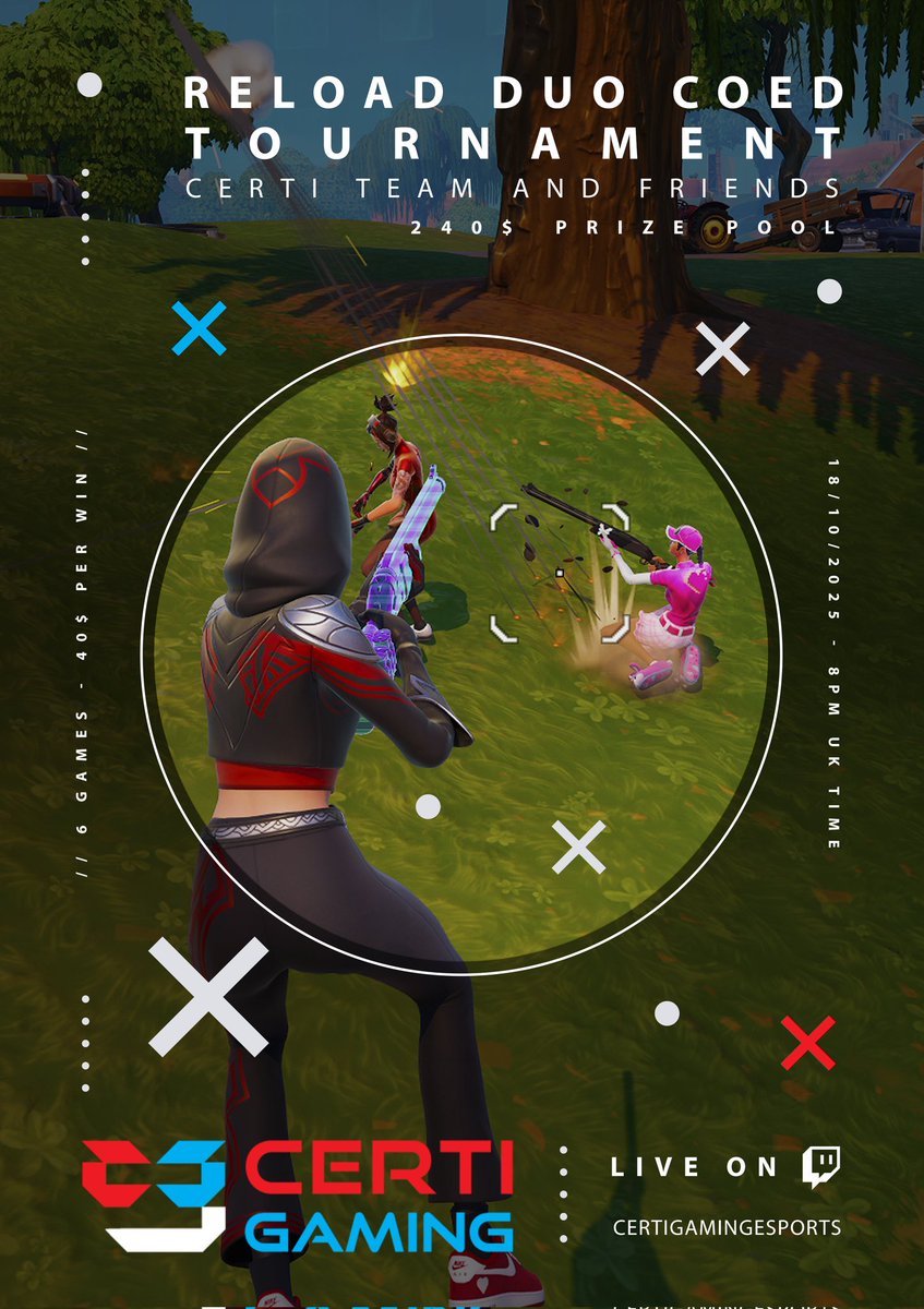 🚀 **Join us in watching  the "Certi Team and Friends Cup"!** 🎮

🗓️ **October 18th**  
💰 **Prize Pool: $240**  
📺 **Live on Twitch!**  <a href="/CertiGaming_/">CertiGamingEsports</a>

Exclusively for Certi members &amp; their invited duos.  🔥