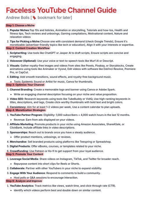 Start a faceless YouTube channel now to earn $8500/month by Nov 2025.

Usually, I'd charge $77 for this guide, but today I'm giving it away 100% free.

Like &amp; comment "YouTube" and I will send you the in-depth guide for FREE.

Must follow me to get DM. Free for 24 hours.