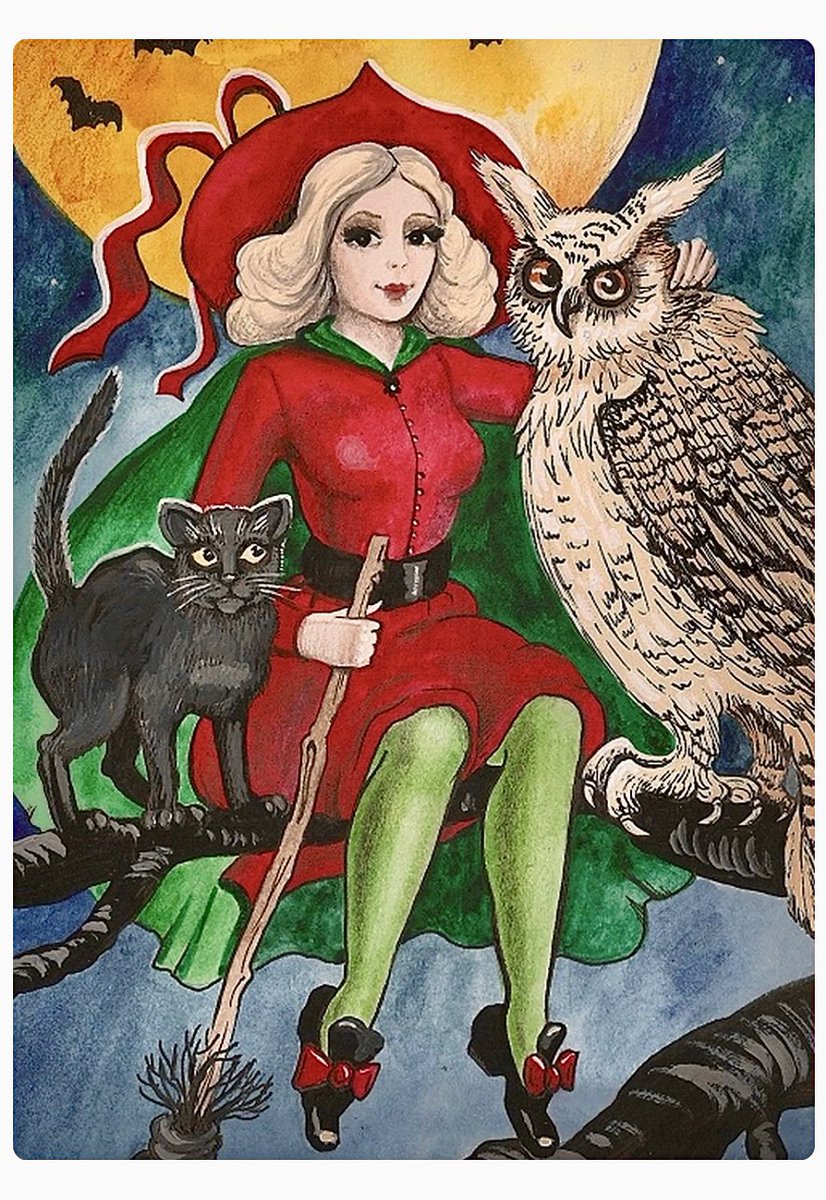ScorpioLisaM's tweet image. On Tuesdays we wear red. Art by Margaryta Yermolayeva. #coloroftheday #TuesdayMagic #WomensArt #WomenArtists #WomensMagic #BlackCat #owl #spiritanimals