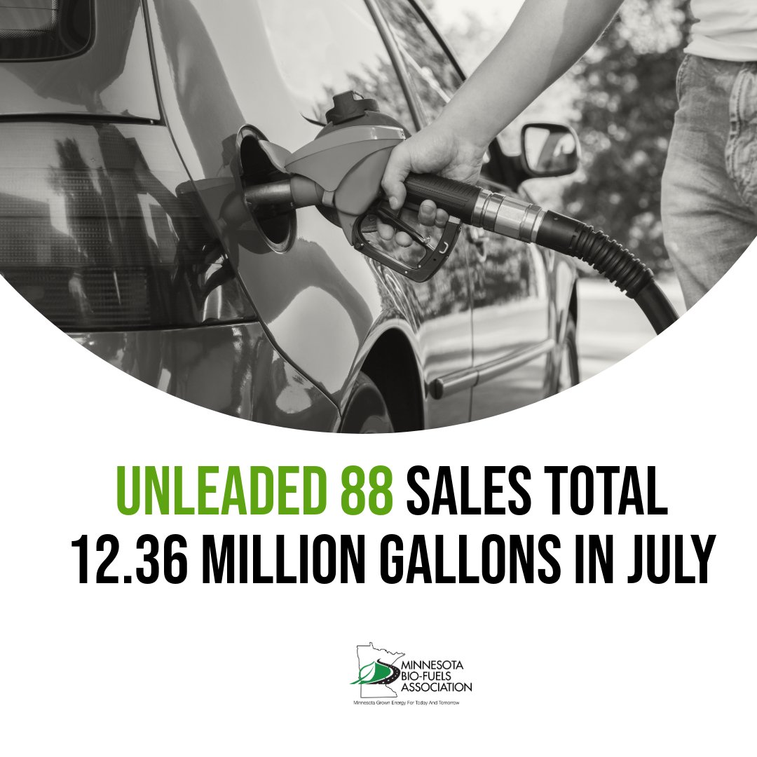 Sales of Unleaded 88 in Minnesota rose to 12.36 million gallons in July - up 4% from the previous month. bit.ly/48kMZLg