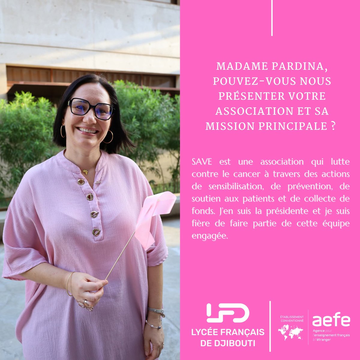 LyceeD80842's tweet photo. 𝗢𝗖𝗧𝗢𝗕𝗥𝗘 𝗥𝗢𝗦𝗘 | Une enseignante du LFD engagée dans la lutte contre le cancer ! Notre échange avec elle 🎀👇

#LFD #octobrerose #TousEngages #kessel #Dolto https://t.co/lyQxieEBTs