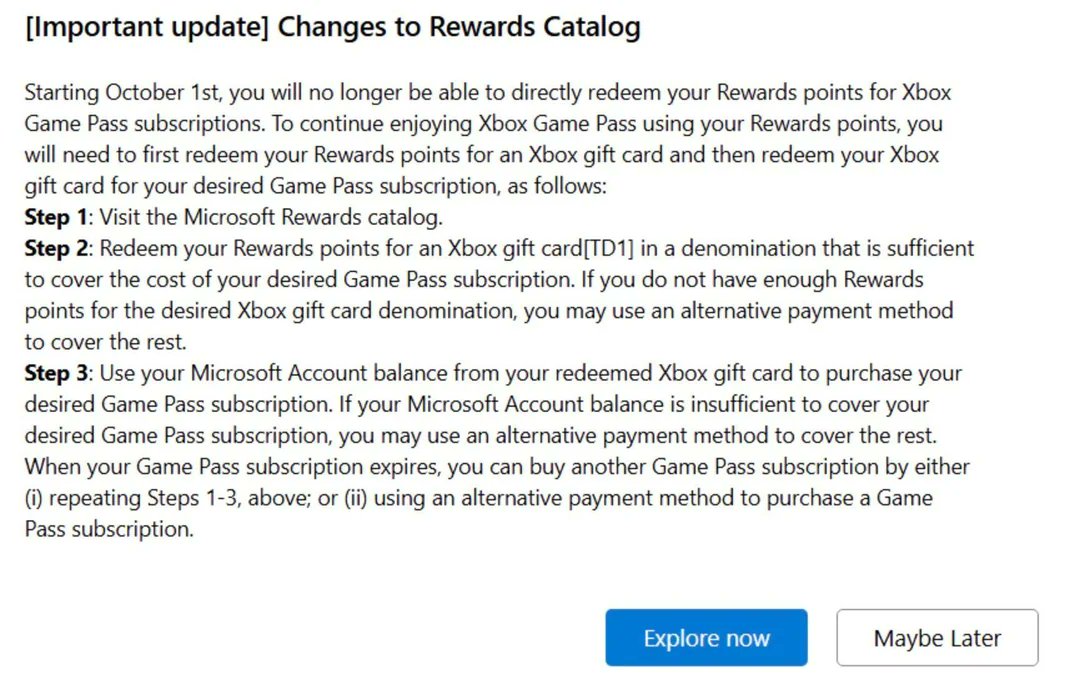Menudo robo. Antes, podías canjear 3 meses de Game Pass Ultimate por 35.000 puntos. Ahora necesitas unos 79.205 puntos de recompensa. ¡Más del doble! Con 70.000 puntos conseguías 6 meses de Ultimate.