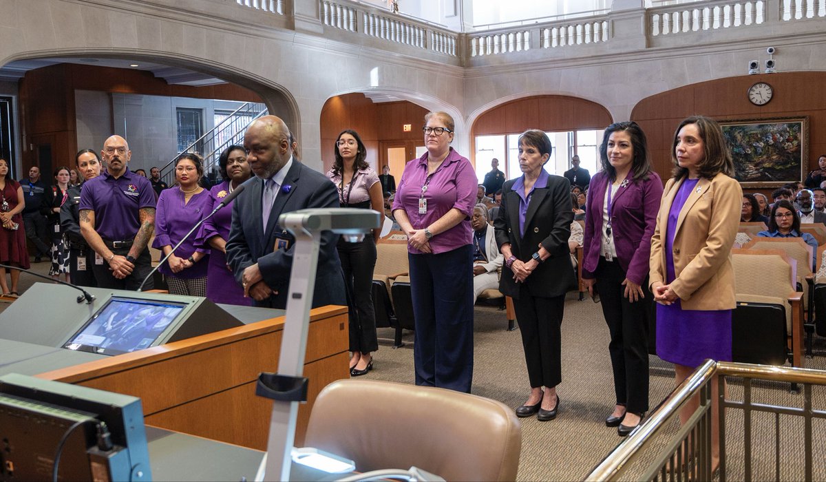 Last week, our Family Violence Division Chief, Meli Powers, stood with City officials at City Council in recognition of Domestic Violence Awareness Month. 💜 

Together, we honor victims, fight for survivors, and commit to providing the tools needed to persevere. 

#DVAM #EndDV