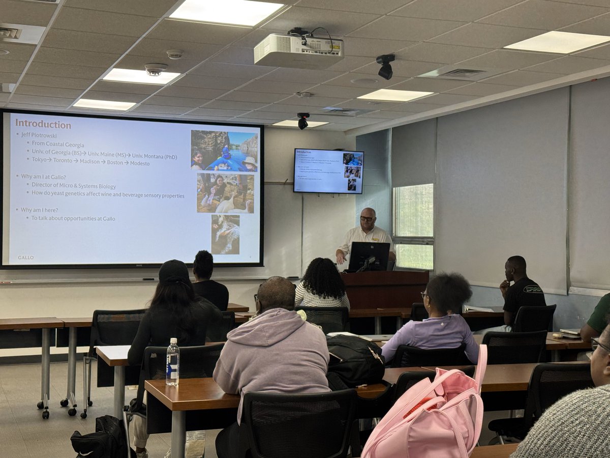 Many thanks to GALLO (<a href="/lifeatgallo/">Life at Gallo</a>)'s Director of Systems and Biology, Dr. Jeff Piotroski, for coming to talk to our <a href="/FAMU_1887/">Florida A&M University</a> #Agribusiness students about the US wine and spirits industry.