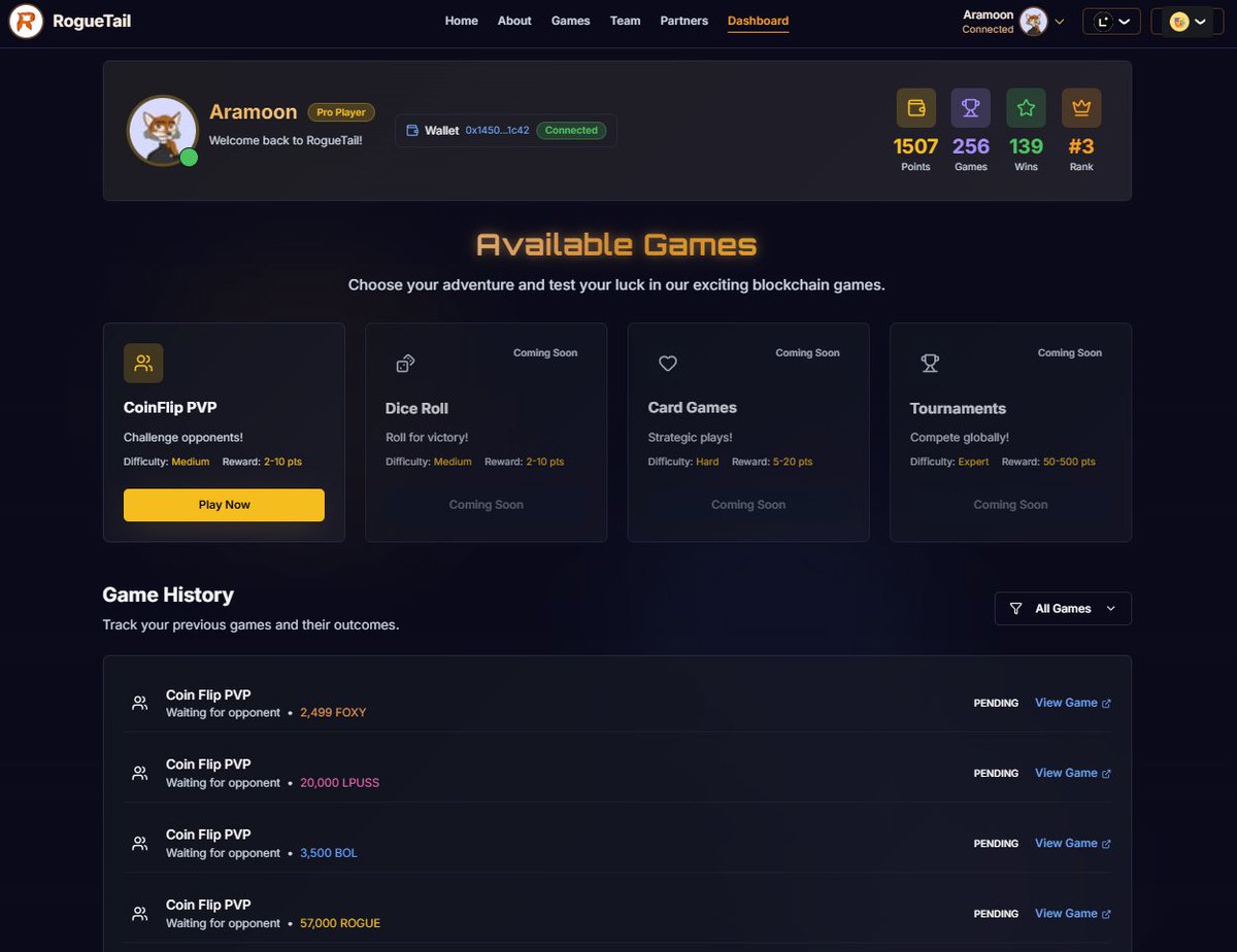 Play with your tokens on Linea.🎲

Roguetail.com   

$ROGUE 🦊