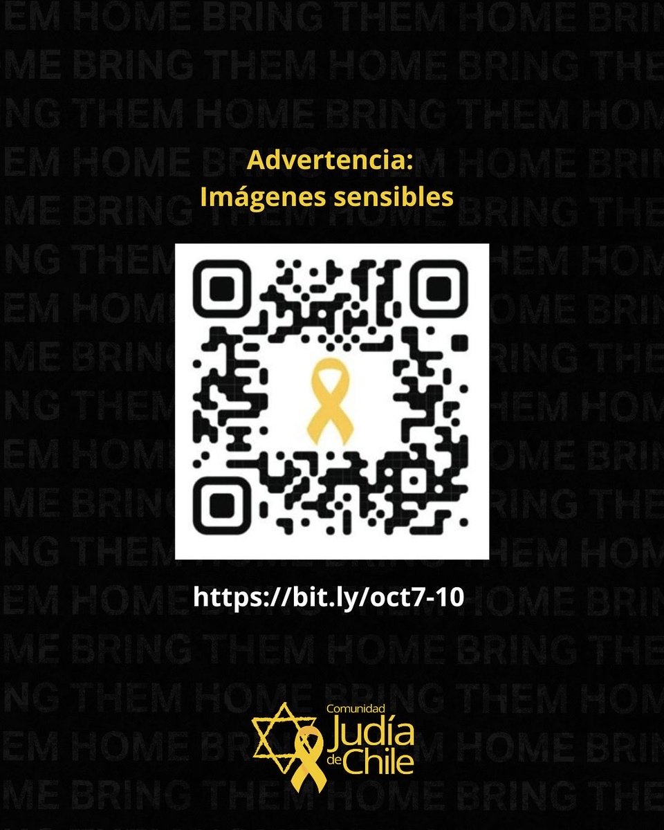 IMÁGENES SENSIBLES 
El siguiente QR te da acceso a
testimonios y documentos sin censura de los crímenes cometidos por Hamás el 7 de octubre de 2023. 

Link
saturday-october-seven.com

#BringThemHomeNow #NuncaMás #Paz #Israel #Gaza #secuestrados #Hamas