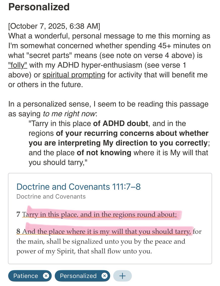 MyGospLib_Notes's tweet image. Such wonderful spiritual comfort as the Lord used His comfort to Joseph in Section 111 to speak peace to my heart.
He perfectly understands this difficulty I face. That witness helps me bear it without needing Him to end it for me.