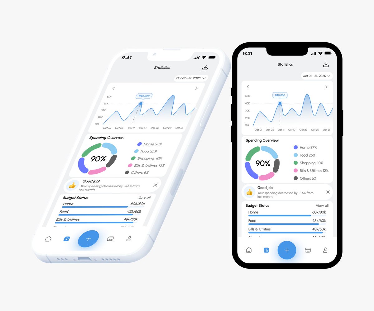 meekddesigner's tweet image. Statistics screen of an expense tracker app I'm working on 🚧.
Want to work on your excess spending? Monitor how your money is been spent and set limit?
Designing an app for that.
#uiux #productdesign #ui #design