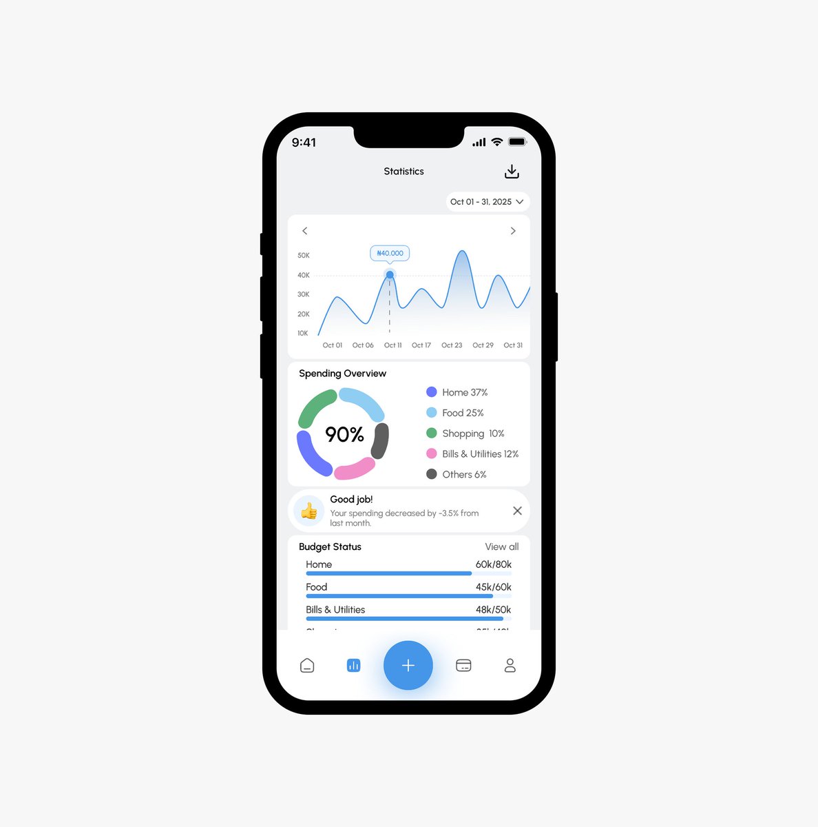 meekddesigner's tweet image. Statistics screen of an expense tracker app I'm working on 🚧.
Want to work on your excess spending? Monitor how your money is been spent and set limit?
Designing an app for that.
#uiux #productdesign #ui #design