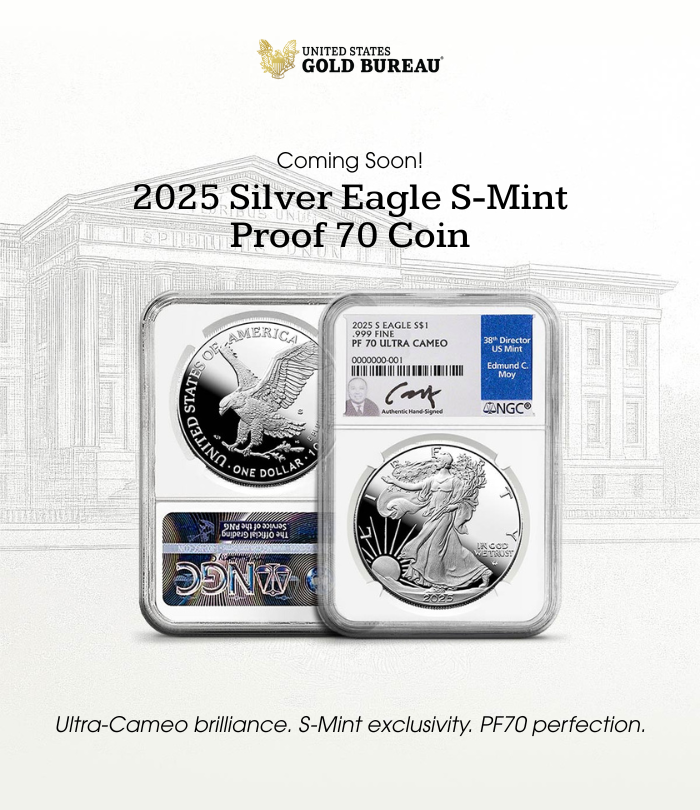 Mark your calendars! Struck at the San Francisco Mint (S-Mint), this 2025 issue will be the last known S-Mint Silver American Eagle ever produced.

Join our interest list today: bit.ly/4osy0nx

#SilverEagle #SanFranciscoMint #Historic #PreciousMetals #Silver