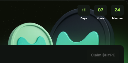 pear_protocol's tweet image. The final 25% of points will be released over the next 11 days.
In 12 days, you’ll be able to claim your $HYPE rewards⏳
