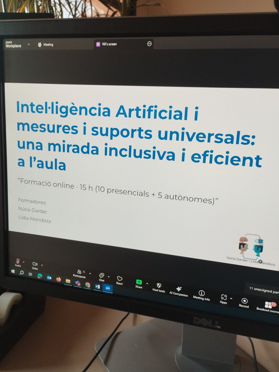 Comencem la formació #Intel·ligènciaArtificial i mesures i suports universals amb les formadores #LídiaMendoza i <a href="/ndarderp/">Nuria Darder Perez</a>  organitzada per l' <a href="/idp/">norma b</a>-ub.bsky.social #DUA <a href="/educaciocat/">Educació</a> <a href="/consorciedubcn/">Consorci d'Educació</a>