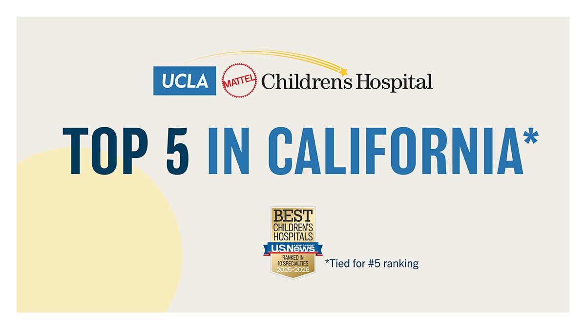 UCLAMCH's tweet image. We proudly share that @UCLAMCH placed in CA’s top 5 hospitals &amp;amp; received a national ranking for multiple subspecialties in @usnews&apos; latest Best Children’s Hospitals assessment. For 19 years, @UCLAHealth has ranked among national leaders in #PediatricCare. ucla.in/46VcnET