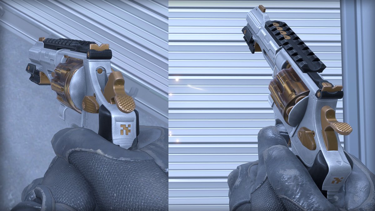 Quzga_'s tweet image. R8 Monarch, a high status revolver reserved to execs who’ve earned their own floor and a private elevator!  
Made with @dcworkshopdc for @CounterStrike

Inspired by styles from Deus ex and Cyberpunk