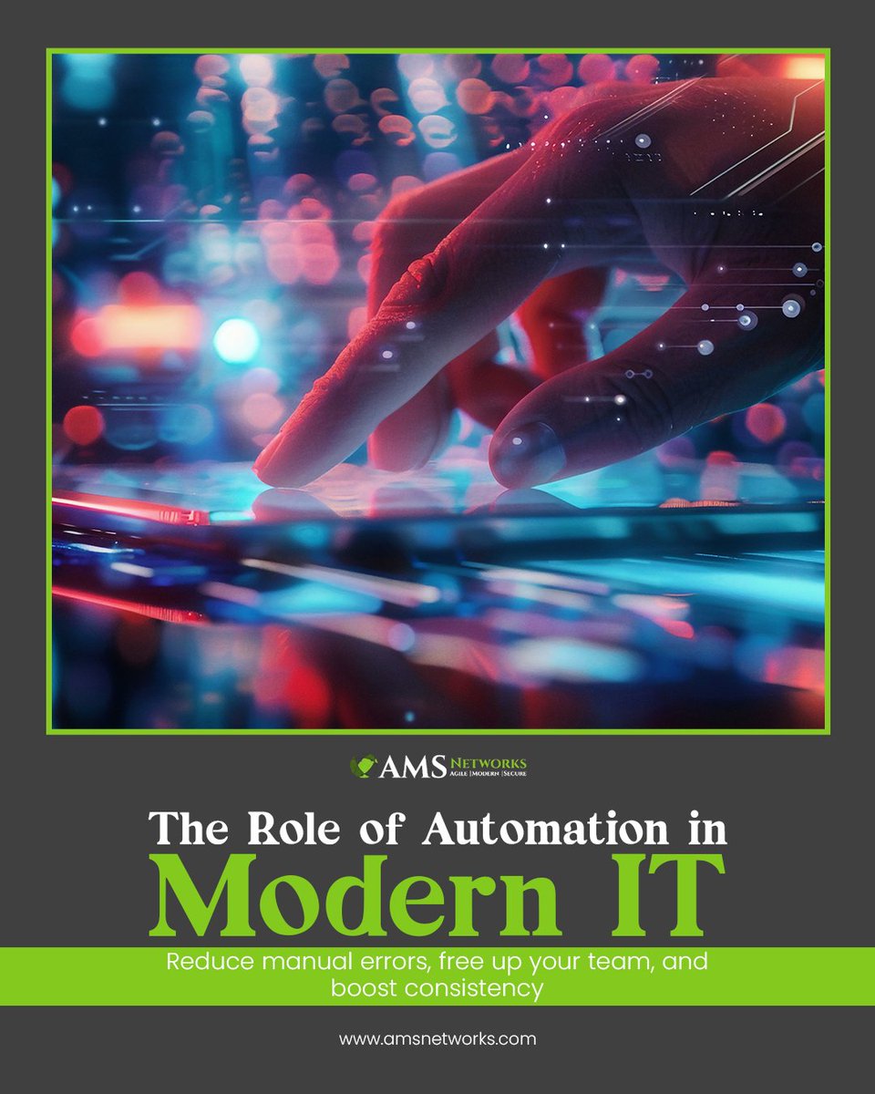 AMSNetworks's tweet image. Manual IT slows you down & invites mistakes.
Automation helps teams:
✅ Cut human error
✅ Boost speed
✅ Free resources
✅ Stay consistent
From patching to incident response, automation = smarter systems, stronger teams.
#ITAutomation #ModernIT
