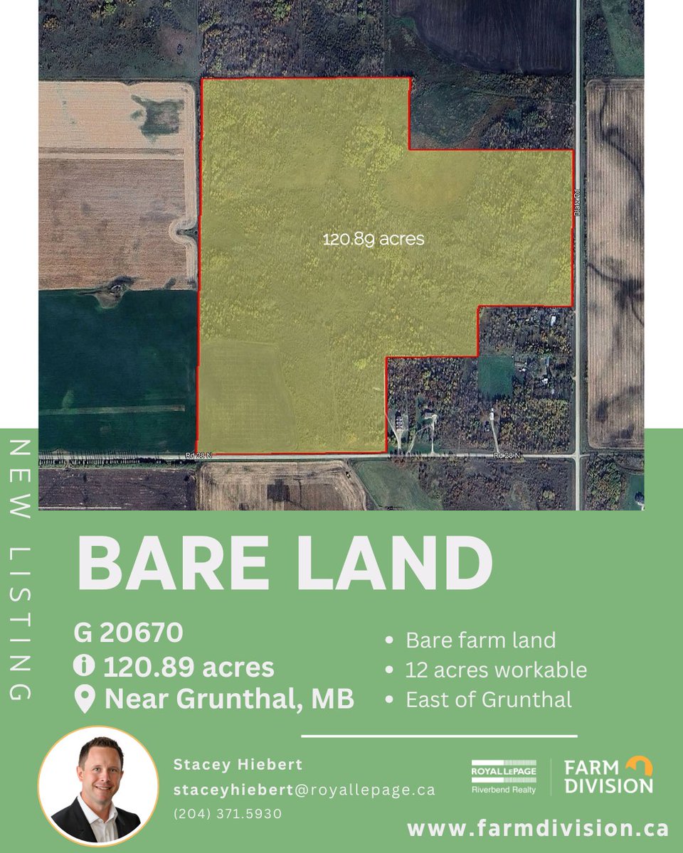 NEW Bare Land Listing near Grunthal, MB. #yourfarmteam #wesellfarms #bareland …lepageriverbendrealtyfarmdivision.com/listings/20670…