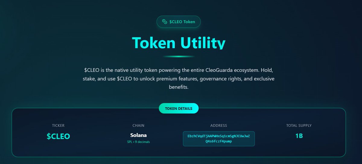 CleoGuarda's tweet photo. 📢 Update: We’ve refreshed the Contract Address for $CLEO on our official site

🔗 Check it here: https://t.co/nk8dQGSgDD

CA: EbzhCVqdTjAAPiWhx5q1cm5gNCUwzQ45fEczf4pump

Stay sharp — always verify through official sources
#CleoGuarda #CLEO #Solana #OnChain #AI