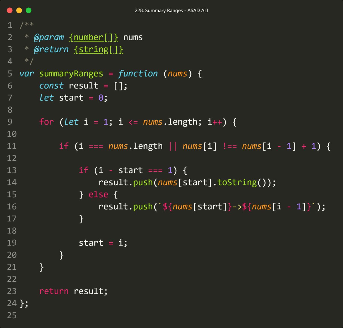 asad_officials's tweet image. 🎯 LeetCode 228: Summary Ranges
✨ Trick?
1️⃣ Track where a range starts
2️⃣ When the streak breaks → record the range (start->end)
3️⃣ Single numbers stay solo, no forced relationships
Time: O(n)
Space: O(1)
#LeetCode #DSA #sheryians #coding