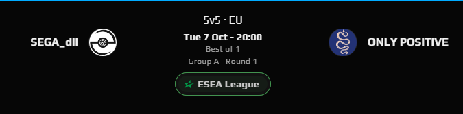 SEGA.dll (@sega_dll) on Twitter photo Comienza la temporada de ESEA INTERMEDIATE
Hoy primer partido vs #ONLYPOSITIVE
#EMULAMOS Comienza la temporada de ESEA INTERMEDIATE
Hoy primer partido vs #ONLYPOSITIVE
#EMULAMOS
