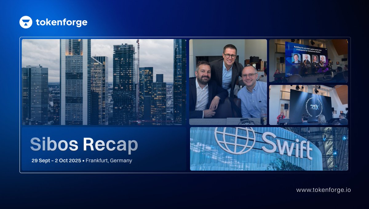 tokenforge's tweet image. Sibos 2025 showed it clearly, digital assets have fully arrived in TradFi.

From stablecoins to tokenized securities, one-third of all panels revolved around blockchain use cases. Major players like @Clearstream, @swiftcommunity, and @circle are moving fast and so are we.

The…