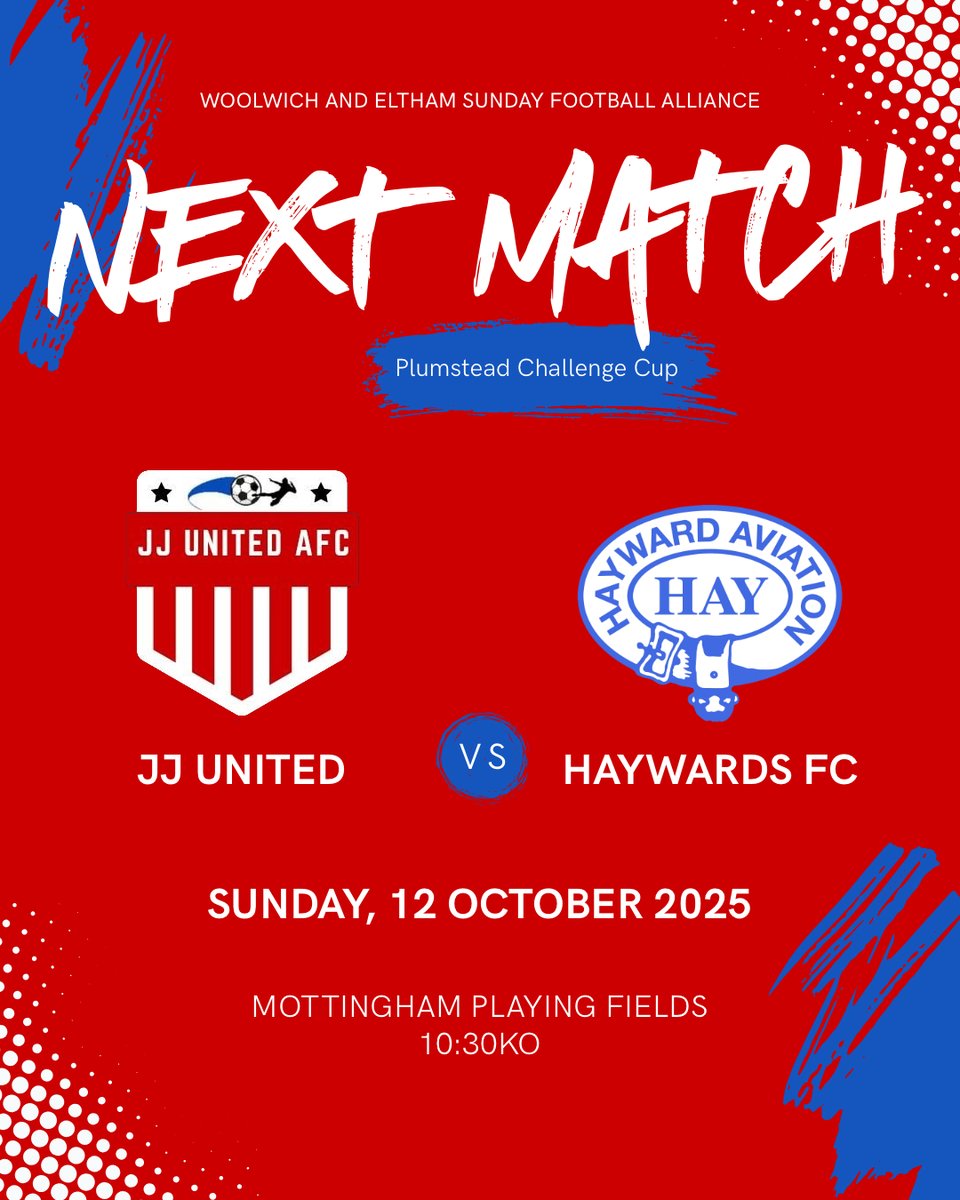 Haywards FC (@haywardsfc) on Twitter photo ⏭️Next up… It’s <a href="/JJUnitedAFC1/">JJ United AFC</a> in the First Round of the Plumstead Challenge Cup! <a href="/WESFA_Football/">W.E.S.F.A.</a> #WESFA ⏭️Next up… It’s <a href="/JJUnitedAFC1/">JJ United AFC</a> in the First Round of the Plumstead Challenge Cup! <a href="/WESFA_Football/">W.E.S.F.A.</a> #WESFA