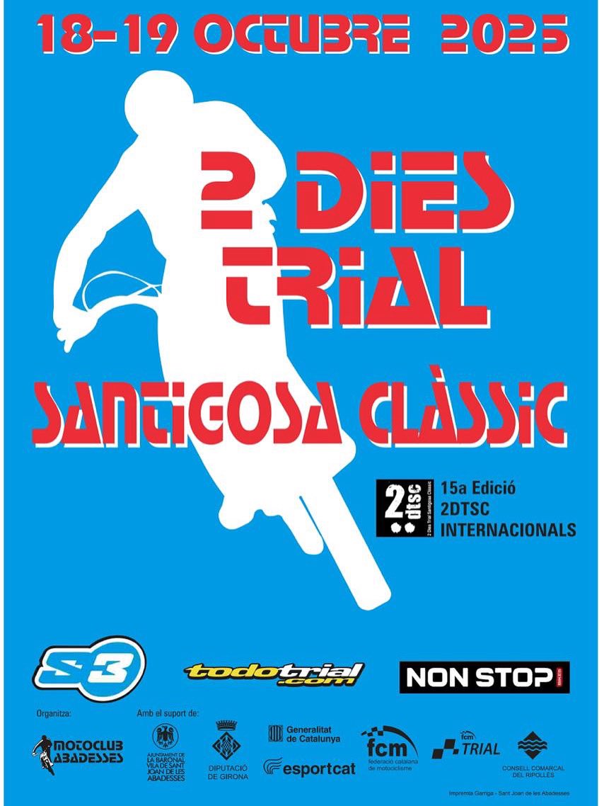 ✊💨Ja el tenim aquí! El cap de setmana del 18 i 19 d’octubre, tornem a l’essència del trial per viure la 15a edició dels #2dtsc 

#2DTSC #2dtsc2025 #santigosa #trial #somtrial