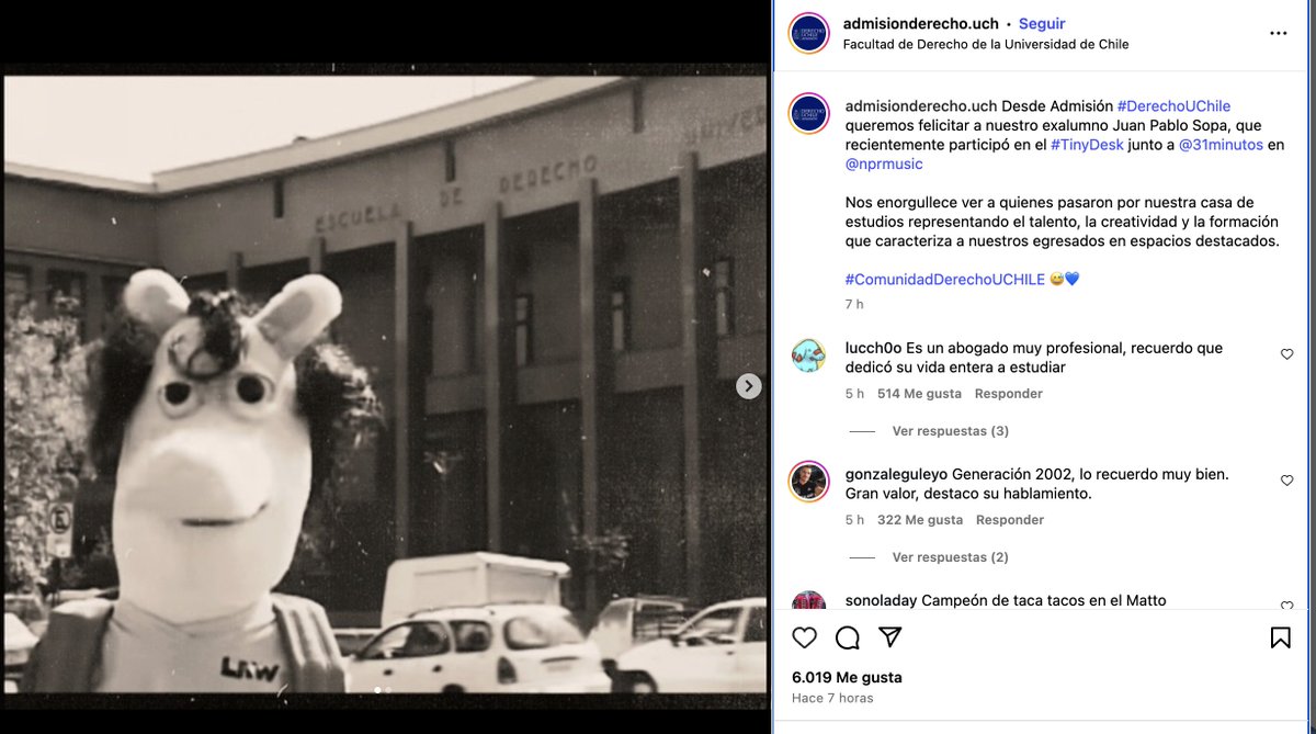 Quién te conoce Ariel Wolfenson, Juan Pablo Hermosilla...

La Facultad de Derecho de la Universidad de Chile da reconocimiento al verdadero mejor abogado del país, su ex alumno: Juan Pablo Sopa, por su destacada participación en el Tiny Desk de 31 Minutos en la NPR. Merecidísimo: