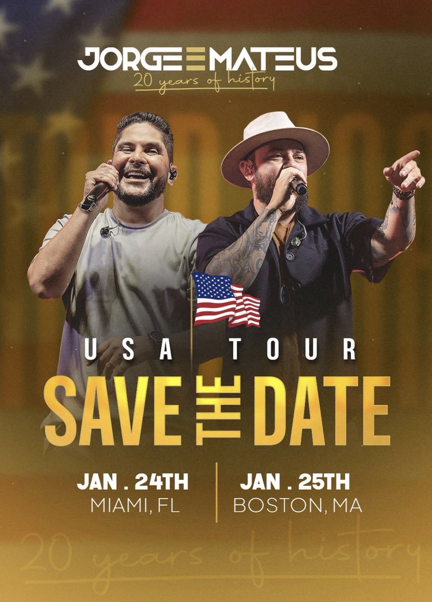 jorgeemateus's tweet photo. Em janeiro tem Jorge &amp; Mateus nos EUA! 20 anos de história não poderia deixar de passar por esse país que sempre nos recebe com tanto carinho! Em breve, mais informações! 🇺🇸 #jorgeemateus #JeMnosEUA https://t.co/6W8qBDSO6t