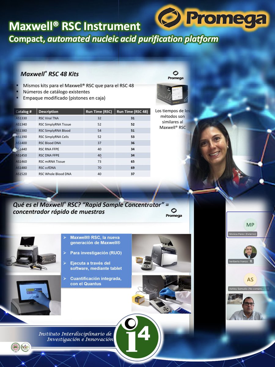 Presentación de la plataforma para la extracción automatizada de ADN, MAXWELL RSC, por Mónica Pérez de <a href="/promega/">Promega Corporation</a> con Dr Jorge Pino y Dr Heriberto Franco. Este sistema utiliza partículas paramagnéticas en sus procesos <a href="/UNACHIpanama/">UNACHI</a> <a href="/pacyt_unachi/">PACYT UNACHI</a> <a href="/senacyt/">Senacyt Panamá</a> <a href="/CienciaPTY/">Ciencia En Panamá   #CienciaEnPanamá</a> <a href="/ICADESUNACHI/">ICADES_UNACHI</a>