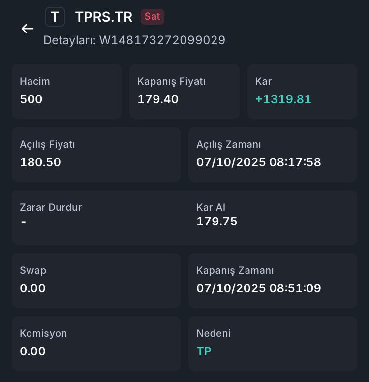 🔥 Bugün de ŞOV Devam Ediyor! 🔥

📊 #TPRS ve #TOASO işlemlerinden toplam:
💰 +2565 dolar (≈ 106.950 TL) kazanç ✅
BİST’te dalgalanma olur,
ama bizim grupta kazanç durmaz!

🚀 Disiplinli ilerleyenler yine kazandı.
Sen hâlâ dışarıda mısın? 👇
📲 t.me/+vZGg3rR0JTkxM…

#BIST