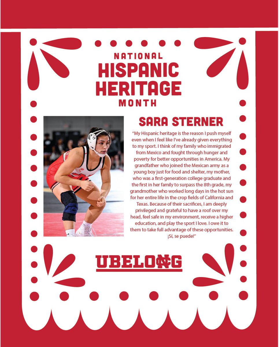 Our first #HispanicHeritageMonth feature is Sara Sterner of <a href="/NCCwomensWR/">NCC Women's Wrestling</a>! Take a look at how her heritage influences the student-athlete she is today. 

#WeAreNC