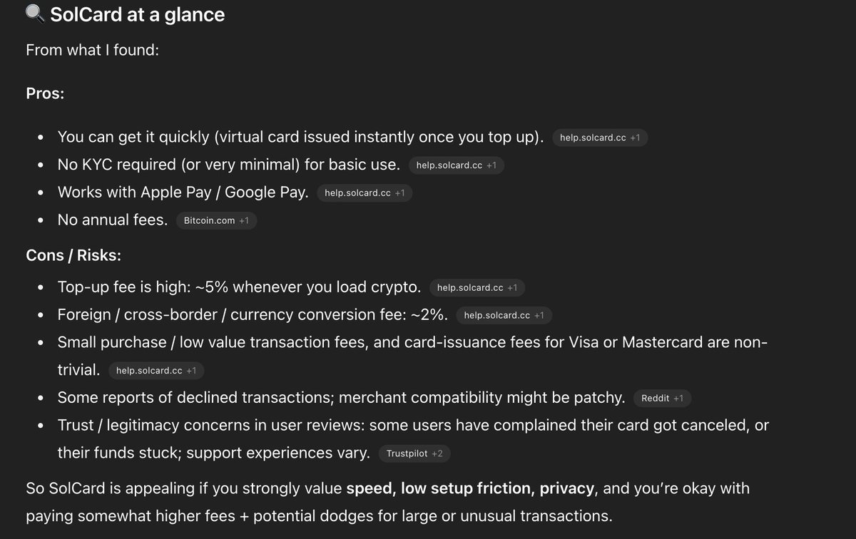 Asked chatgpt what the best crypto card is ofc they said SolCard