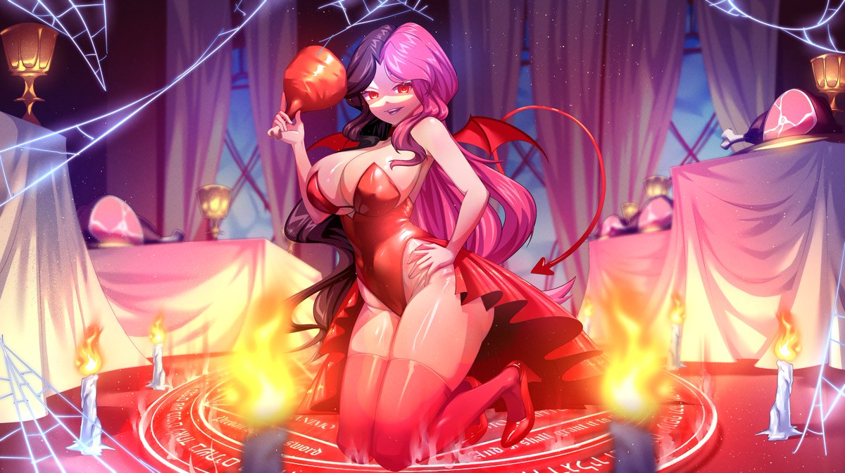 Come closer I can give you more than meat to enjoy~ 

Halloween art for you all enjoy~ 
only counting this as NSFW because its a succubus art 

🎨: <a href="/itskiranyaan/">kiranyaan ⭑.ᐟ</a>