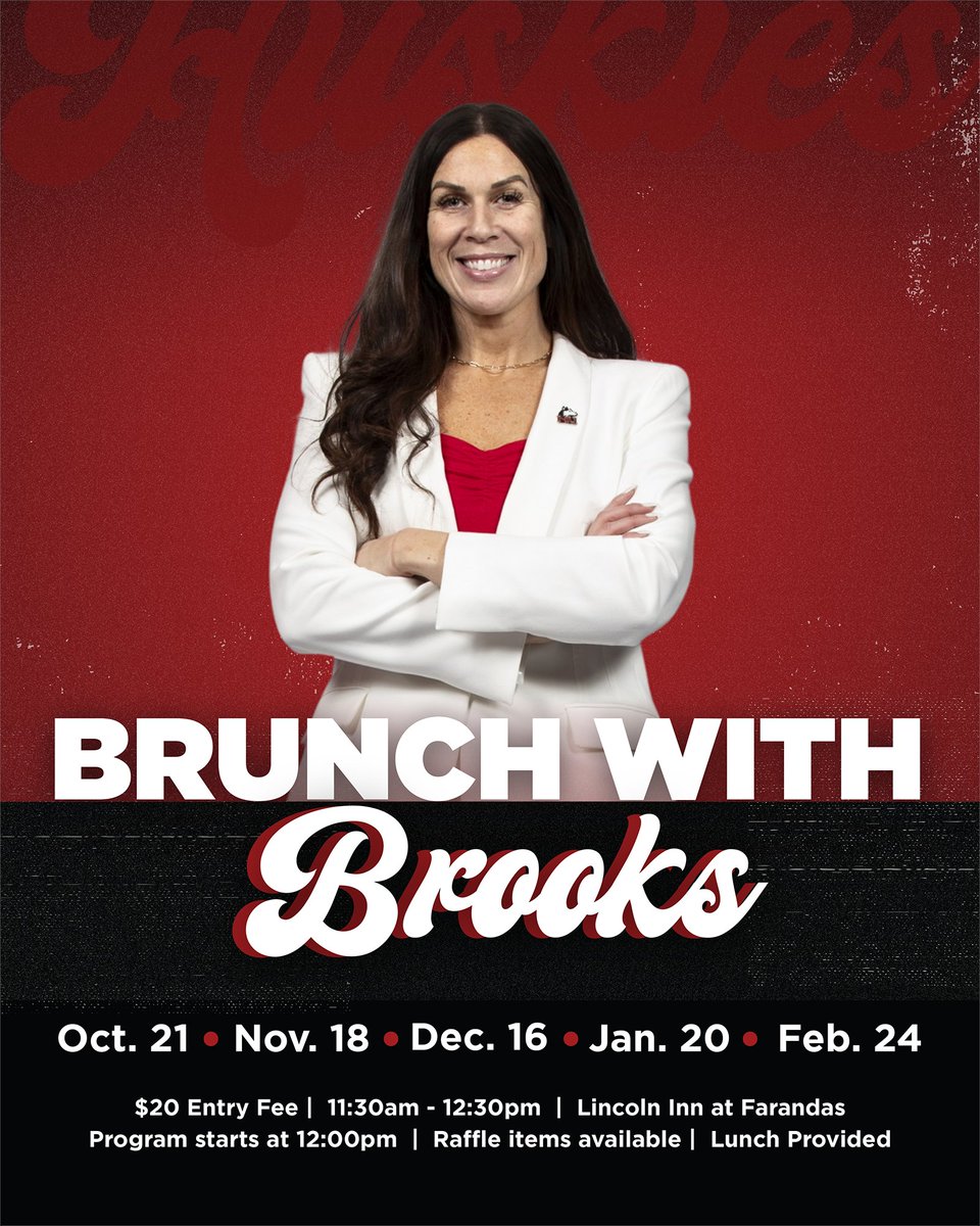 GoHuskiesWBB's tweet image. Brunch With Brooks To Begin October 21st At Lincoln Inn At Faranda’s niuhuskies.com/news/2025/10/7…