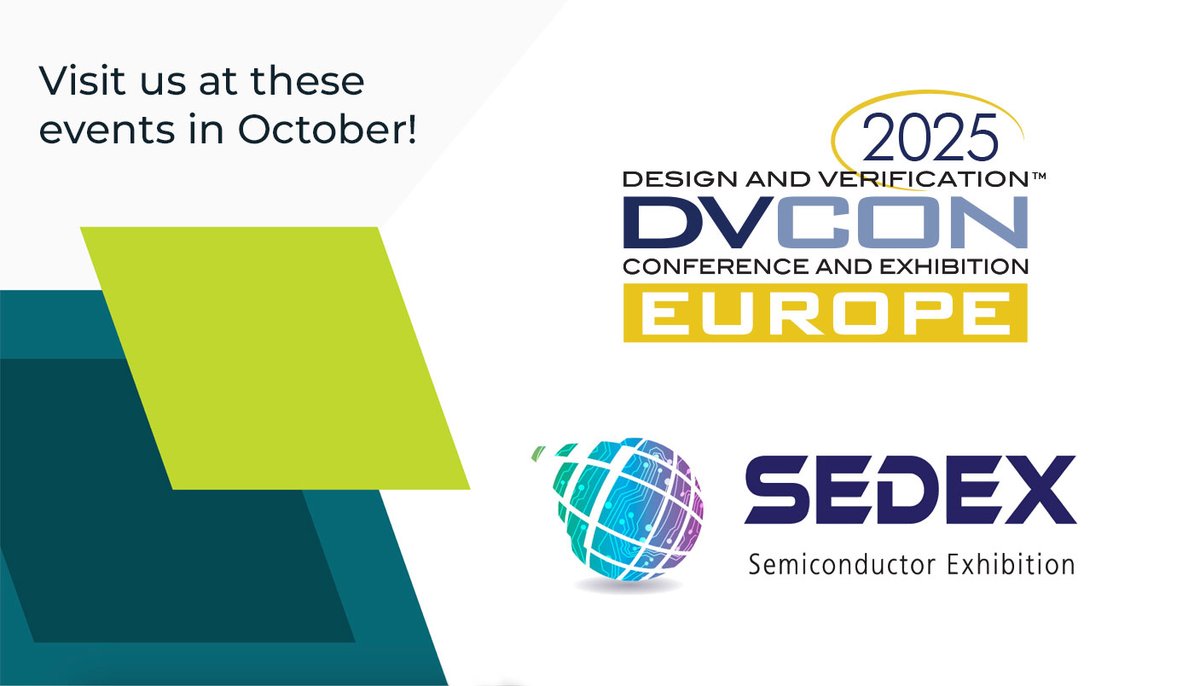 smartdv's tweet image. We’ve got an exciting October ahead at SmartDV: DVCon Europe 2025 on Oct. 14-15 and SEDEX 2025 on Oct. 22-24. Both events are a great chance to share ideas, explore what’s next, and connect with colleagues across the industry!

#DVConEurope2025 #SEDEX2025 #SmartDV